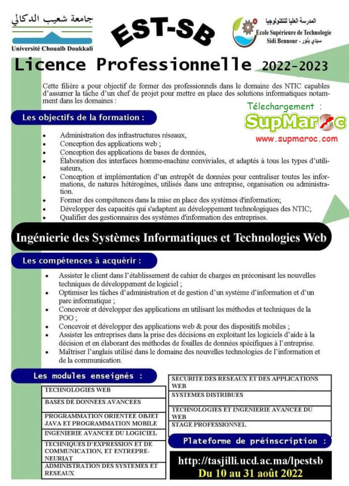 Ecole Supérieure Technologie EST Sidi Bennour LP 2022-2023