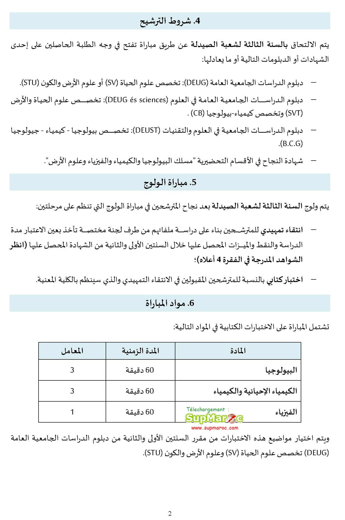 Concours Pharmacie DEUG bac+2 Note 2022-2023