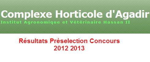 Résultats Préselection Concours 2012 2013